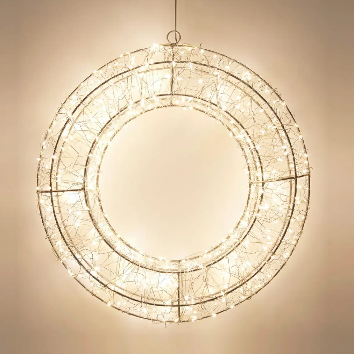 Couronne de Noël lumineuse 500 micro LED (D38 cm) Star Light Argent et blanc froid