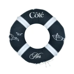 Coussin bouée en coton (50 cm) Bordemer Bleu marine