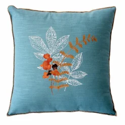 Coussin carré (40 cm) Vegetalis motif Bleu lagon