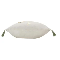 Coussin carré coton pompons (45 x 45 cm) Papeete Vert sauge