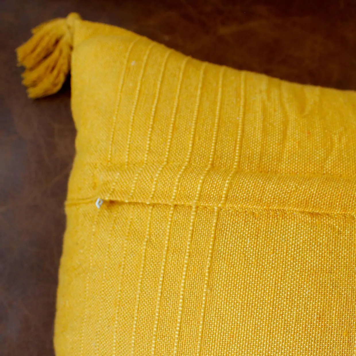 Coussin carré coton recyclé (40 x 40 cm) Bombay Jaune moutarde