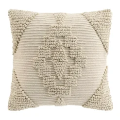 Coussin carré coton tufté (45 x 45 cm) Kamary Ecru