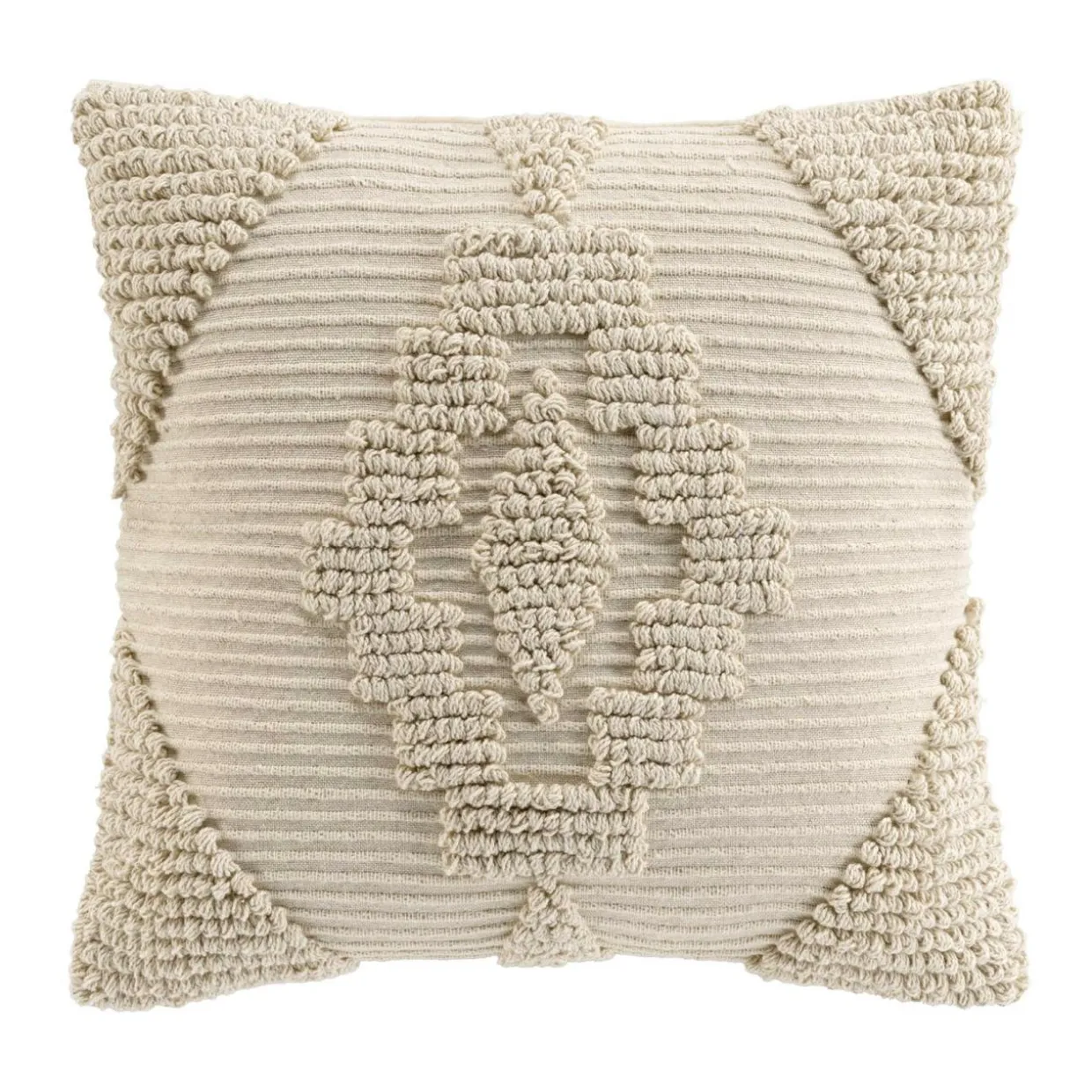 Coussin carré coton tufté (45 x 45 cm) Kamary Ecru