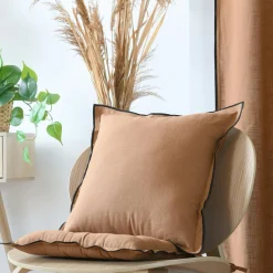 Coussin carré coton (45 x 45 cm) Helios Camel