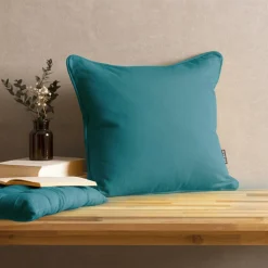Coussin carré coton (40 x 40 cm) Pixel Bleu canard