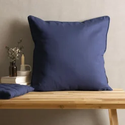 Coussin carré coton (60 x 60 cm) Pixel Bleu marine