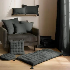 Coussin carré coton (60 x 60 cm) Pixel Gris anthracite