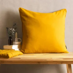 Coussin carré coton (60 x 60 cm) Pixel Jaune moutarde