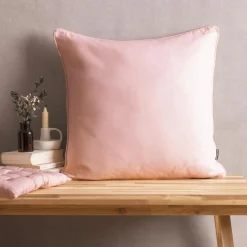 Coussin carré coton (60 x 60 cm) Pixel Rose poudré