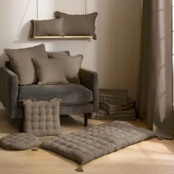 Coussin carré coton (60 x 60 cm) Pixel Taupe