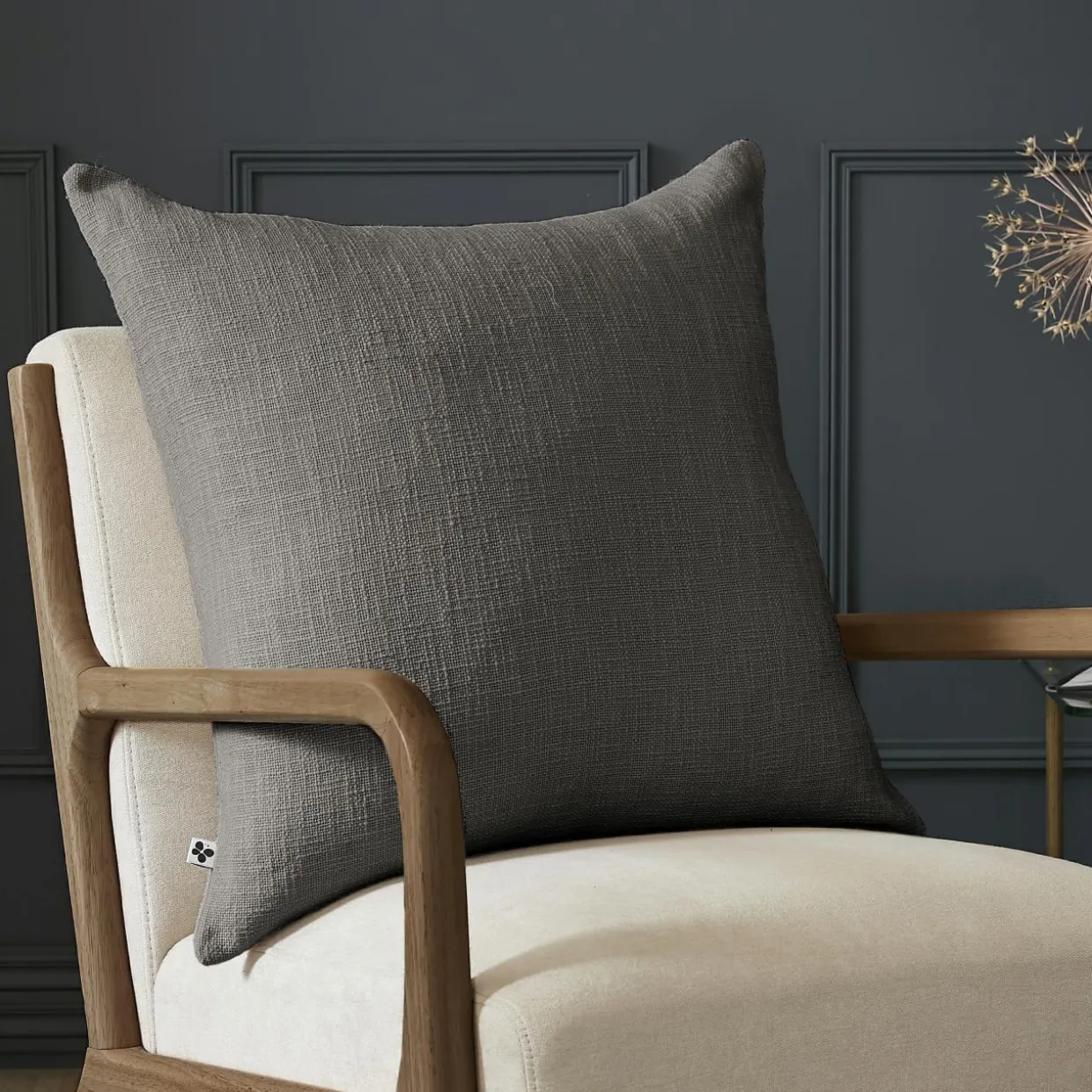 Coussin carré coton (60 x 60 cm) Sixtine Gris ardoise