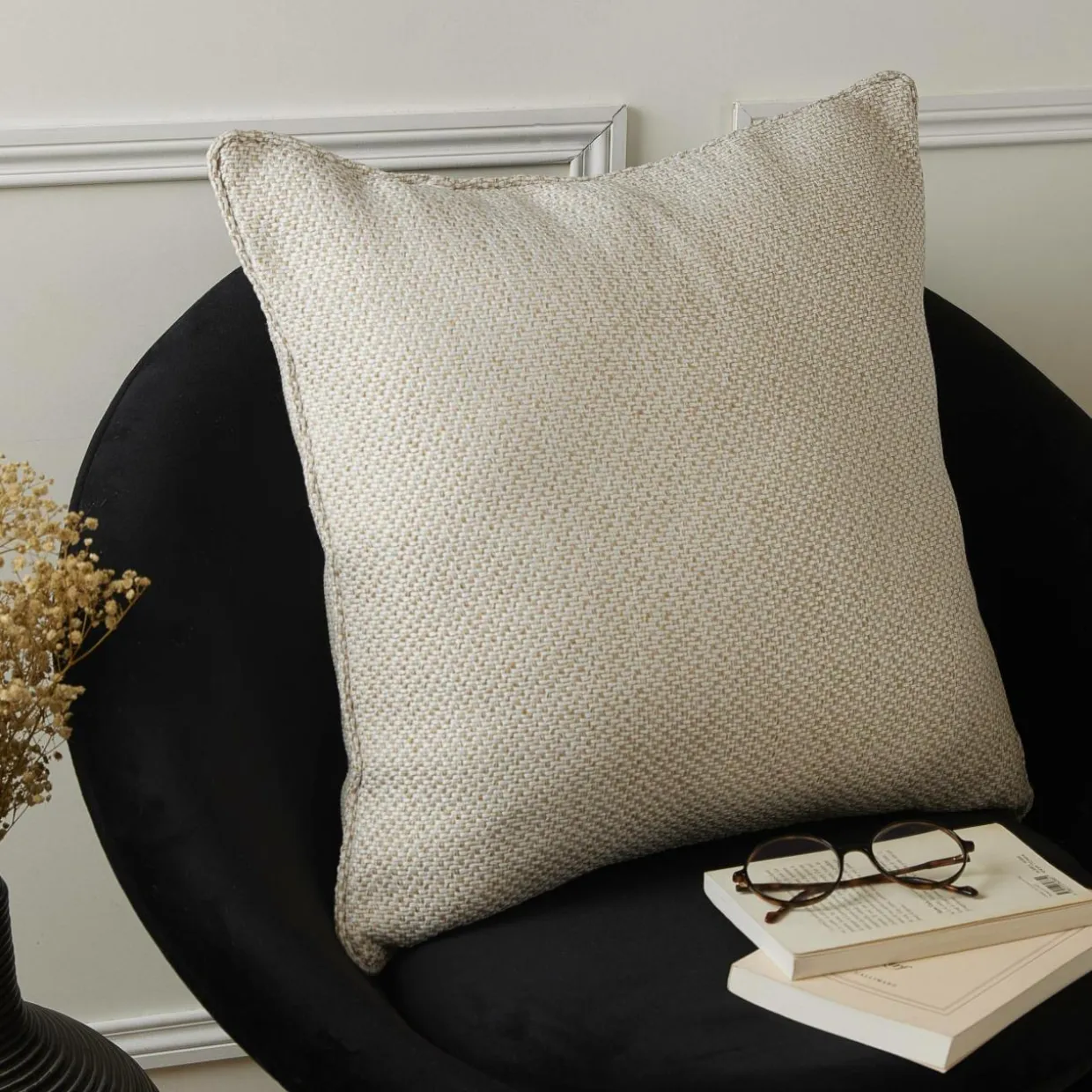Coussin carré effet chiné (50 x 50 cm) James Beige sable