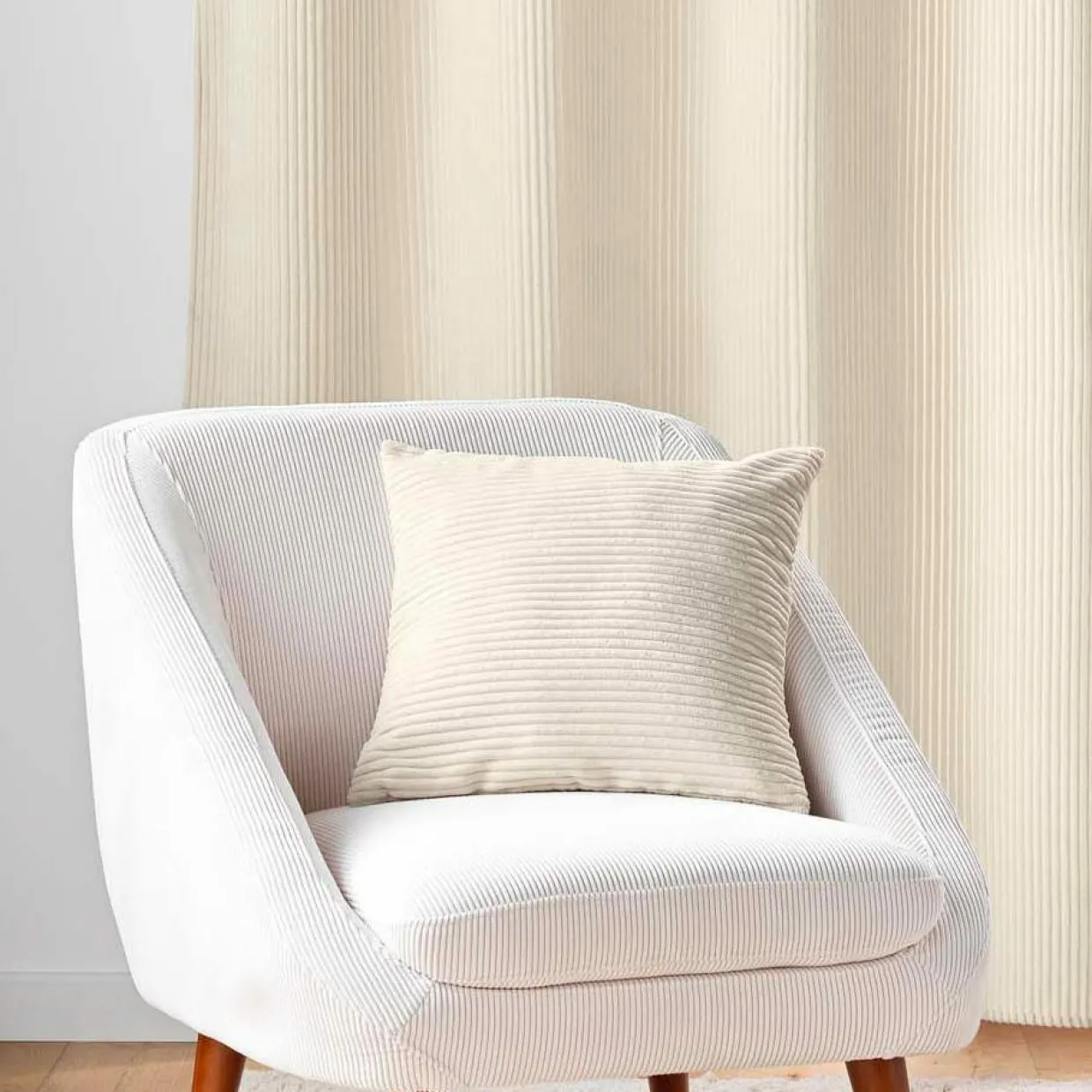 Coussin carré en flanelle relief (45 x 45 cm) Nils Ecru