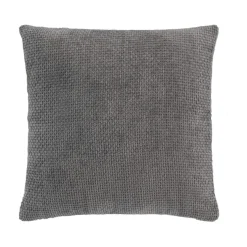 Coussin carré en velours chenille (45 x 45 cm) Leo Gris Anthracite