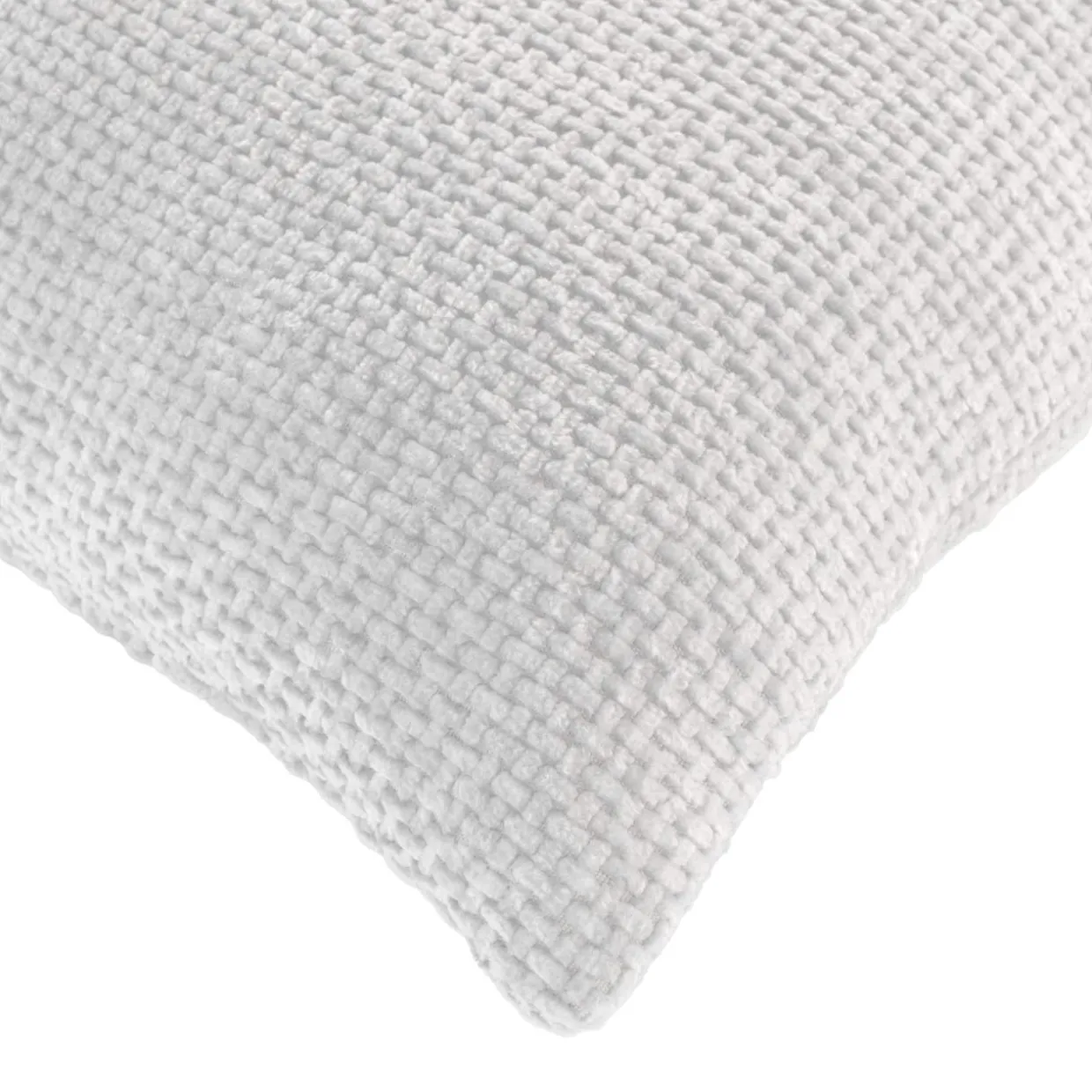 Coussin carré en velours chenille (45 x 45 cm) Leo Blanc