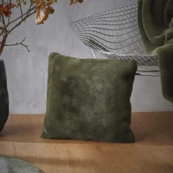 Coussin carré fausse fourrure (45 x 45 cm) Finn Vert kaki