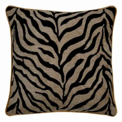 Coussin carré fausse fourrure zébre (45 x 45 cm) Fauves Noir