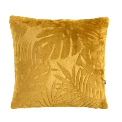 Coussin carré flanelle (45 x 45 cm) Flore Jaune moutarde