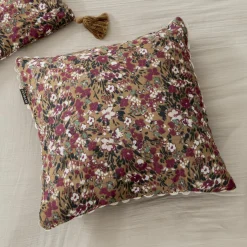 Coussin carré gaze de coton (40 x 40 cm) Constance Camel