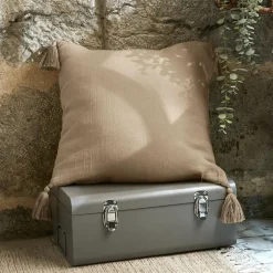 Coussin carré gaze de coton (40 x 40 cm) Gaïa Ficelle