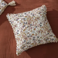 Coussin carré gaze de coton (40 x 40 cm) Constance Beige pampa