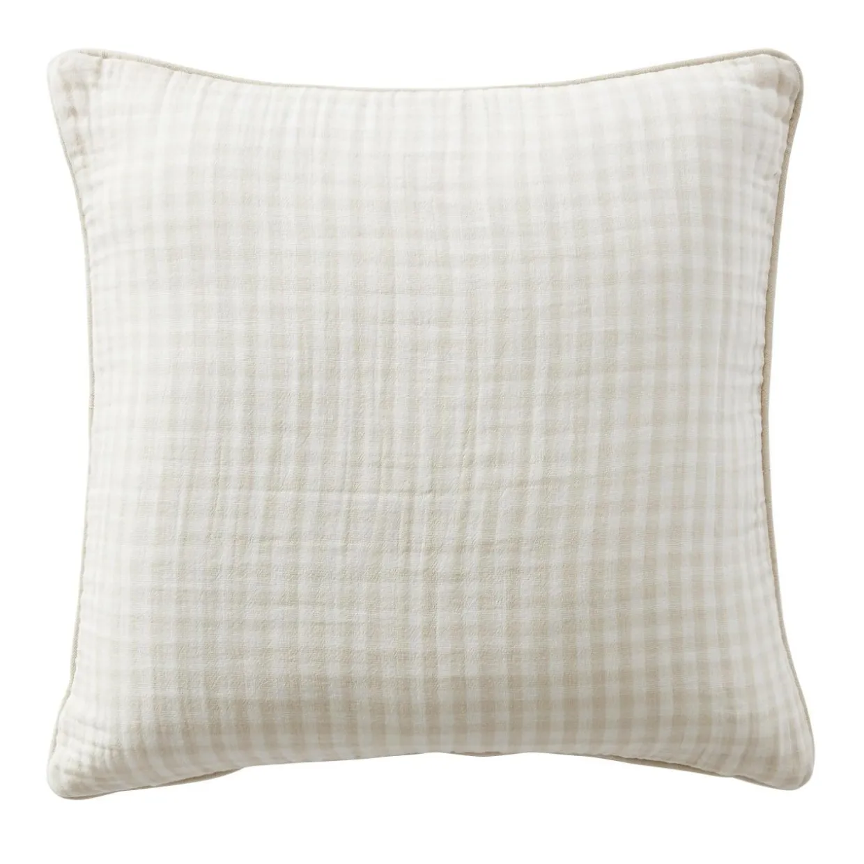 Coussin carré gaze de coton (45 x 45 cm) Gaïa vichy Beige