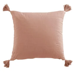 Coussin carré gaze de coton (40 x 40 cm) Gaïa Rose pêche