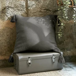 Coussin carré gaze de coton (40 x 40 cm) Gaïa Gris granit