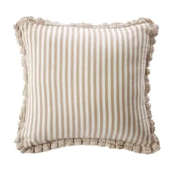 Coussin carré gaze de coton (45 x 45 cm) Gaïa rayures Ficelle