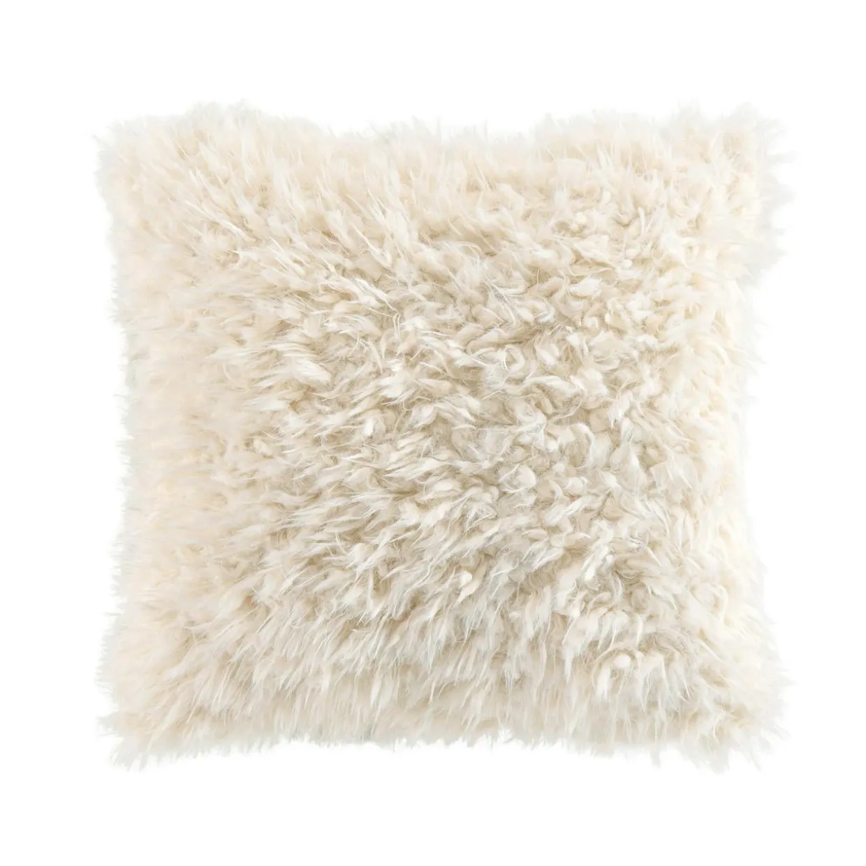 Coussin carré imitation fourrure (45 x 45 cm) Mouton Ecru