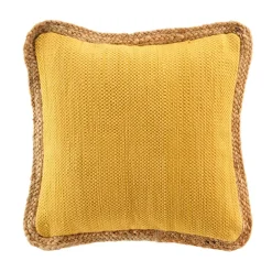 Coussin carré jute et coton (45 x 45 cm) Akina Jaune ocre
