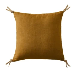 Coussin carré lin lavé (45 cm) Louise Caramel