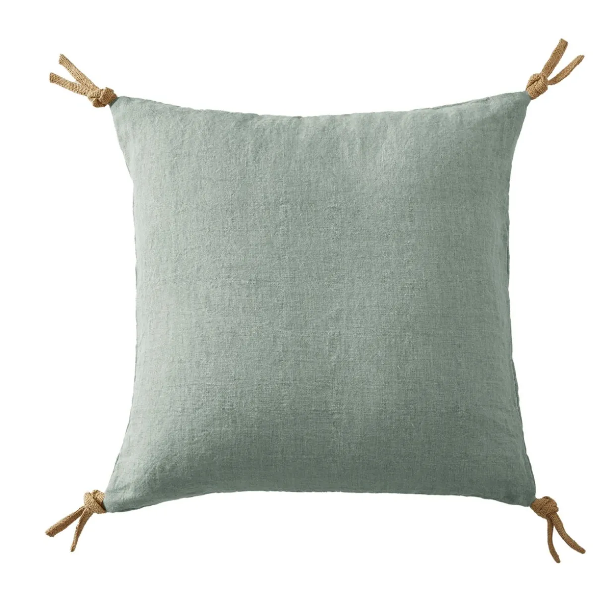 Coussin carré lin lavé (45 cm) Louise Vert eucalyptus