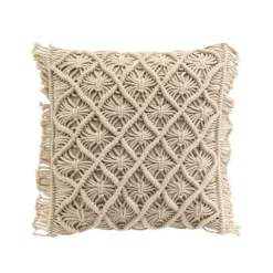 Coussin carré macramé (40 x 40 cm) Indy Taupe