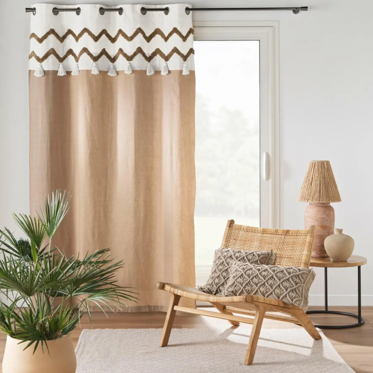 Coussin carré macramé (40 x 40 cm) Indy Taupe