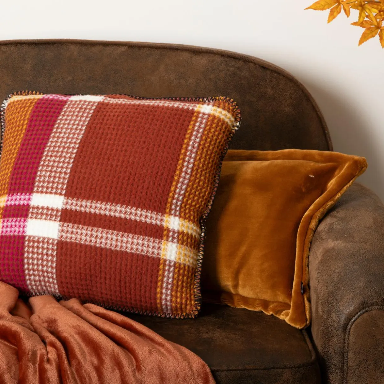 Coussin carré nid d'abeille (45 x 45 cm) Owen Terracotta