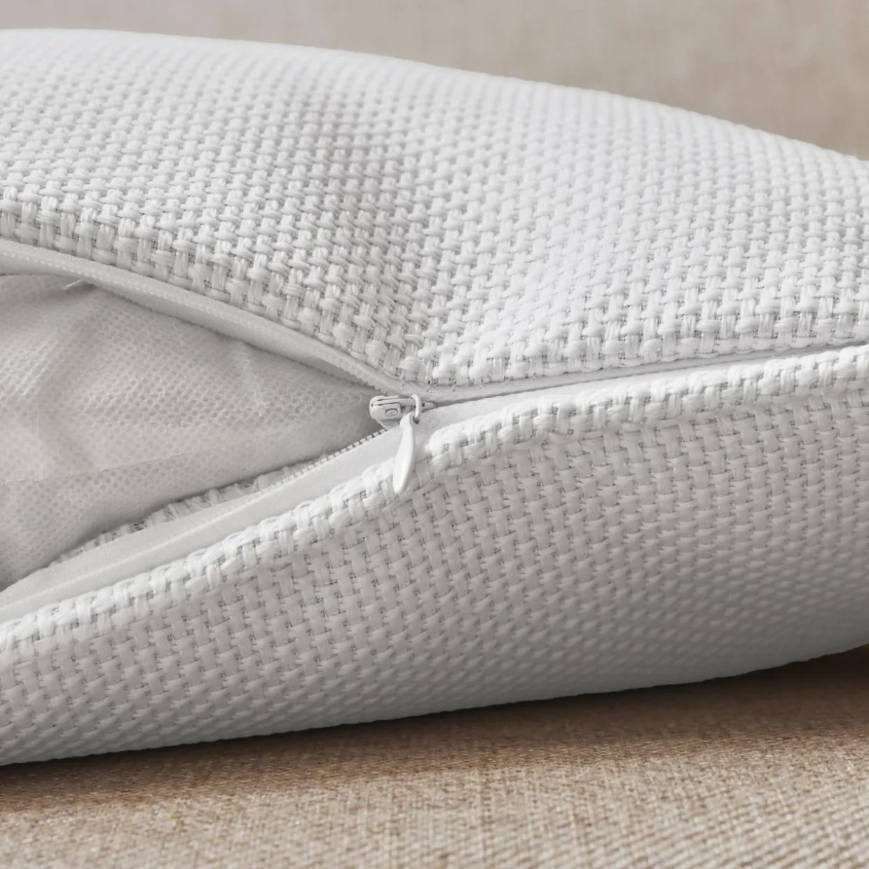Coussin carré tissé (45 x 45 cm) Alba Blanc perle
