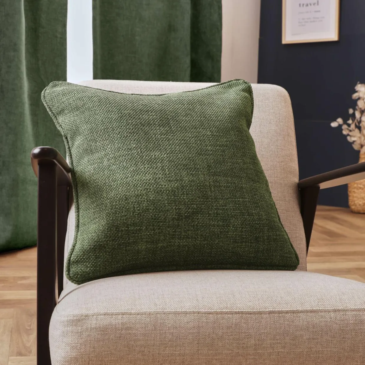 Coussin carré tissé (45 x 45 cm) Alba Vert kaki