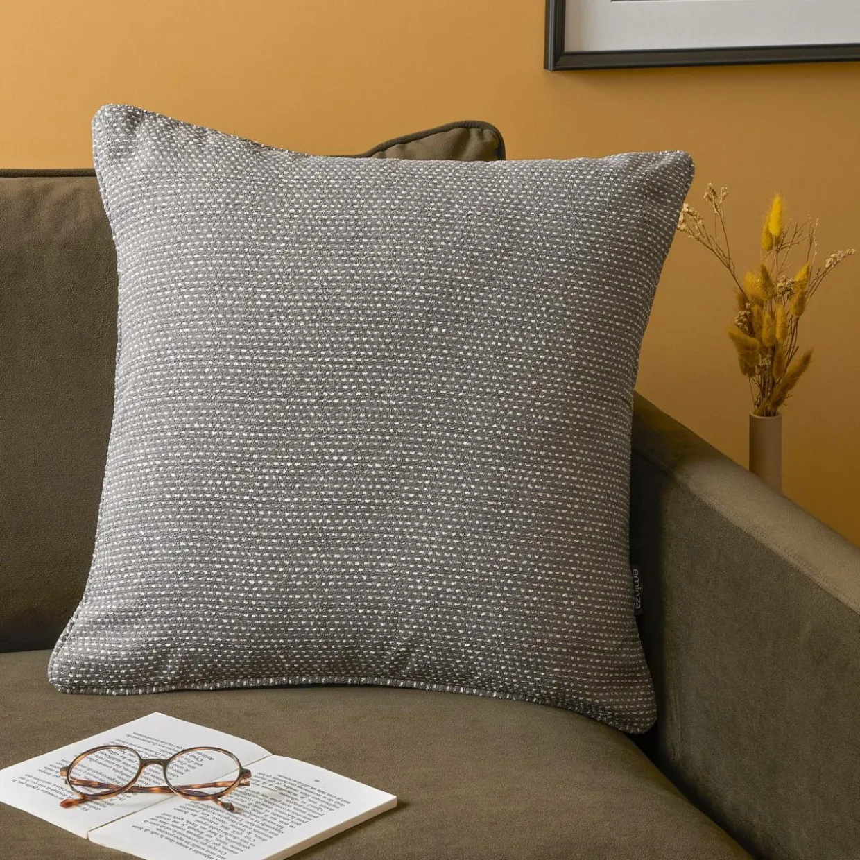 Coussin carré tissé (50 x 50 cm) Oscar Gris anthracite