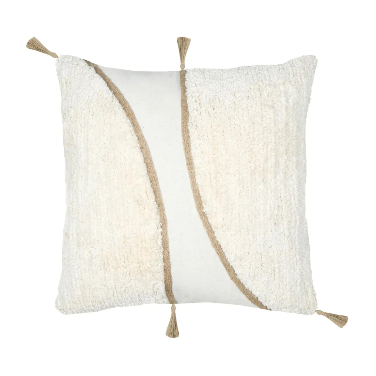 Coussin carré tufté (45 x 45 cm) Blokken Ecru
