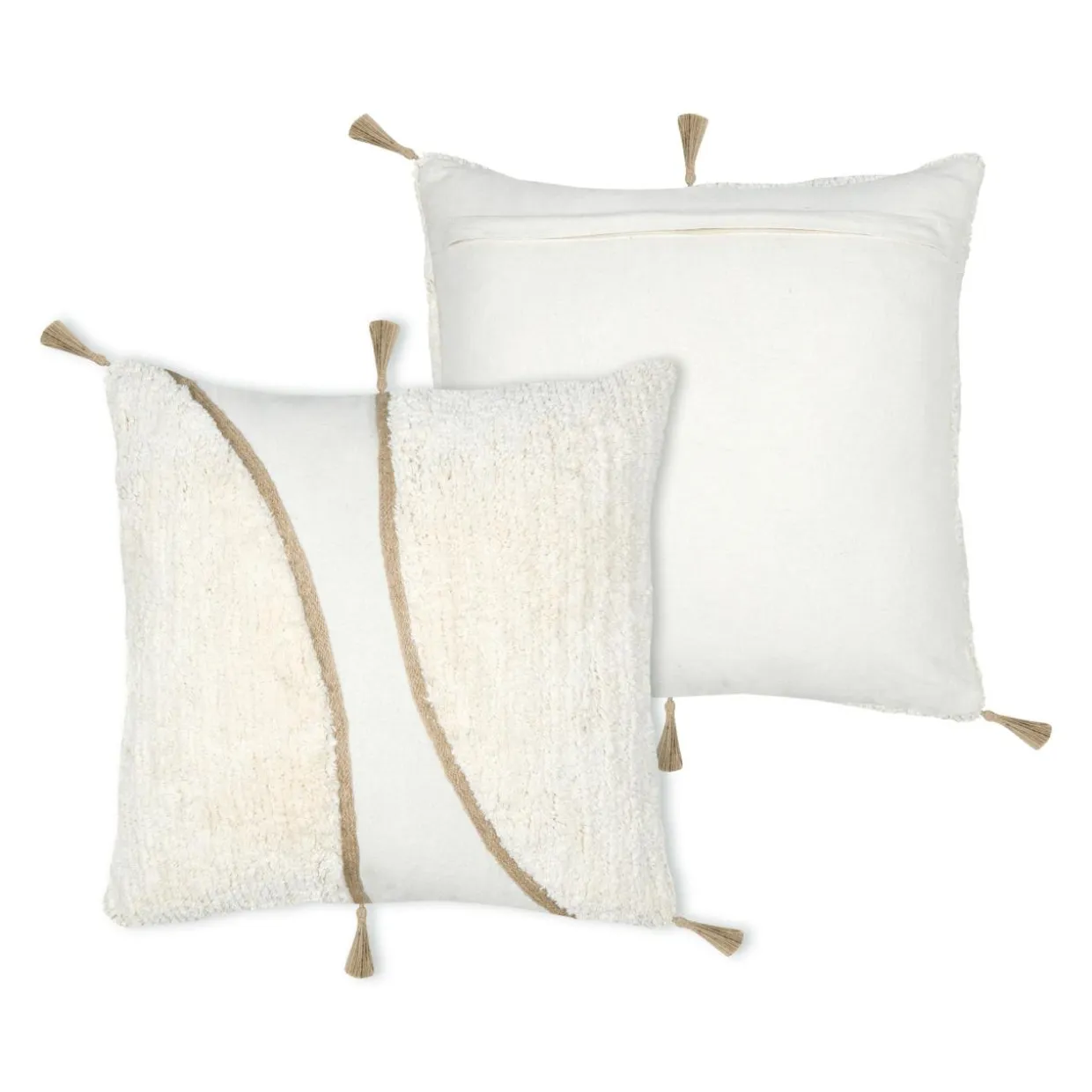Coussin carré tufté (45 x 45 cm) Blokken Ecru
