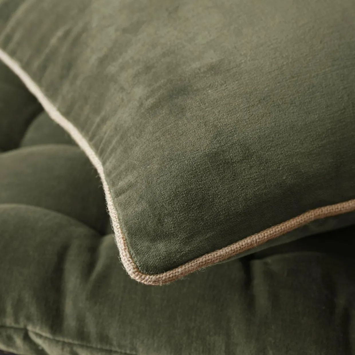 Coussin carré velours de coton (45 x 45 cm) Victor Vert thym