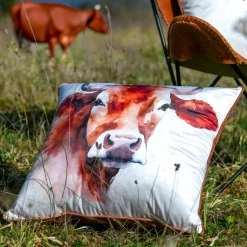 Coussin carré (50 x 50 cm) Fernande Marron cognac