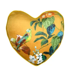Coussin cœur effet soie (40 x 40 cm) Emmy Jaune moutarde