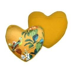 Coussin cœur effet soie (40 x 40 cm) Emmy Jaune moutarde