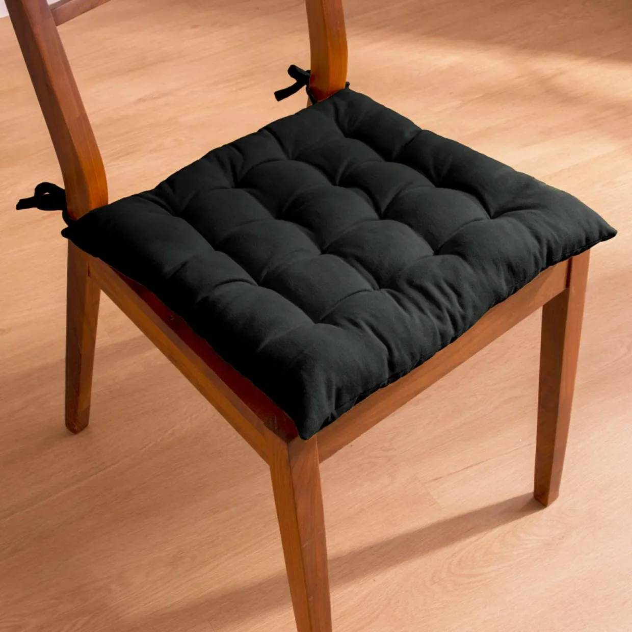 Coussin de chaise carré coton (40 x 40 cm) Pixel Noir