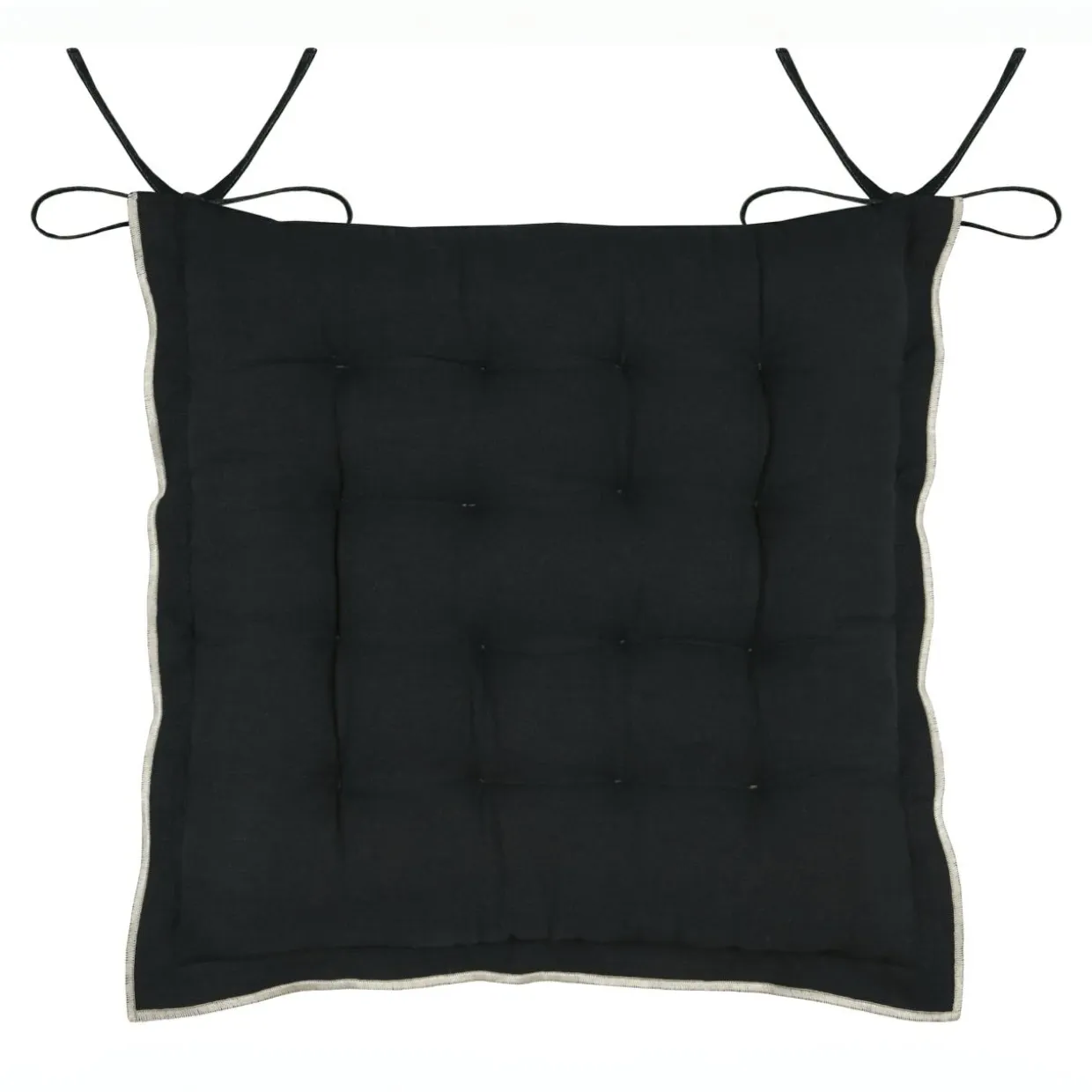 Coussin de chaise carré coton (38 x 38 cm) Helios Noir