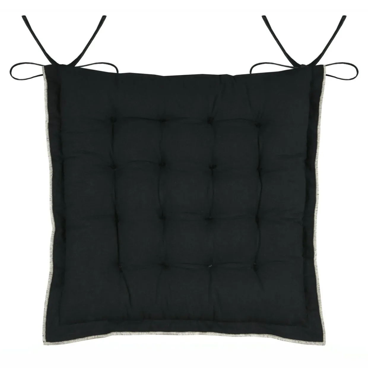 Coussin de chaise carré coton (38 x 38 cm) Helios Noir