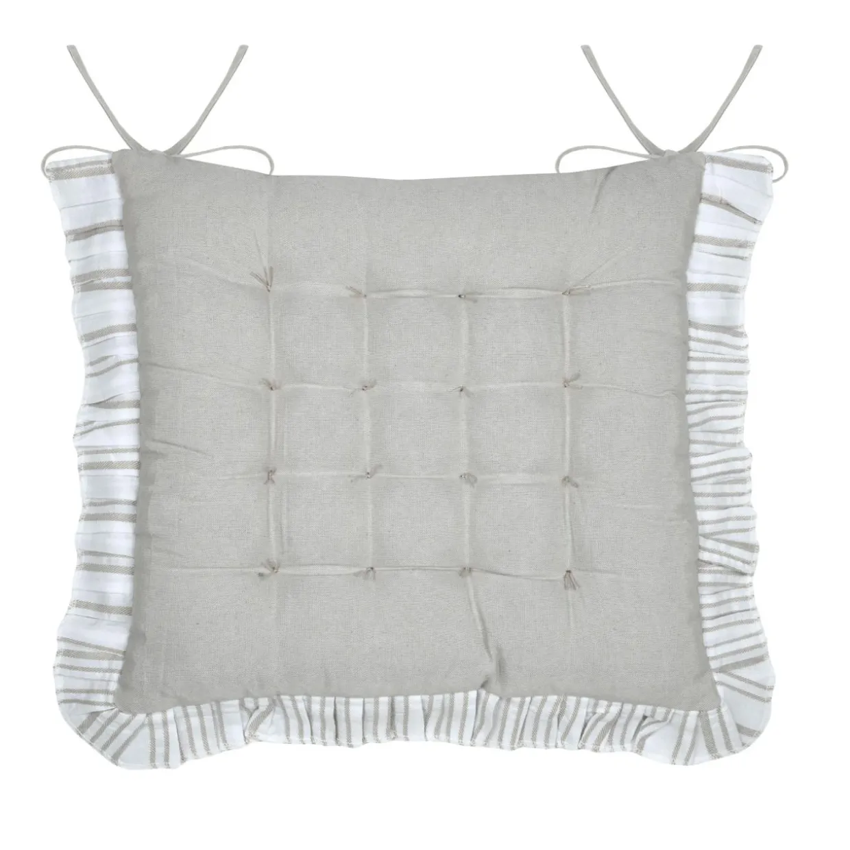 Coussin de chaise carré coton (38 x 38 cm) Joséphine Ecru