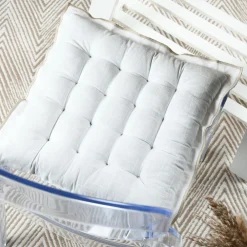 Coussin de chaise carré coton (38 x 38 cm) Helios Blanc
